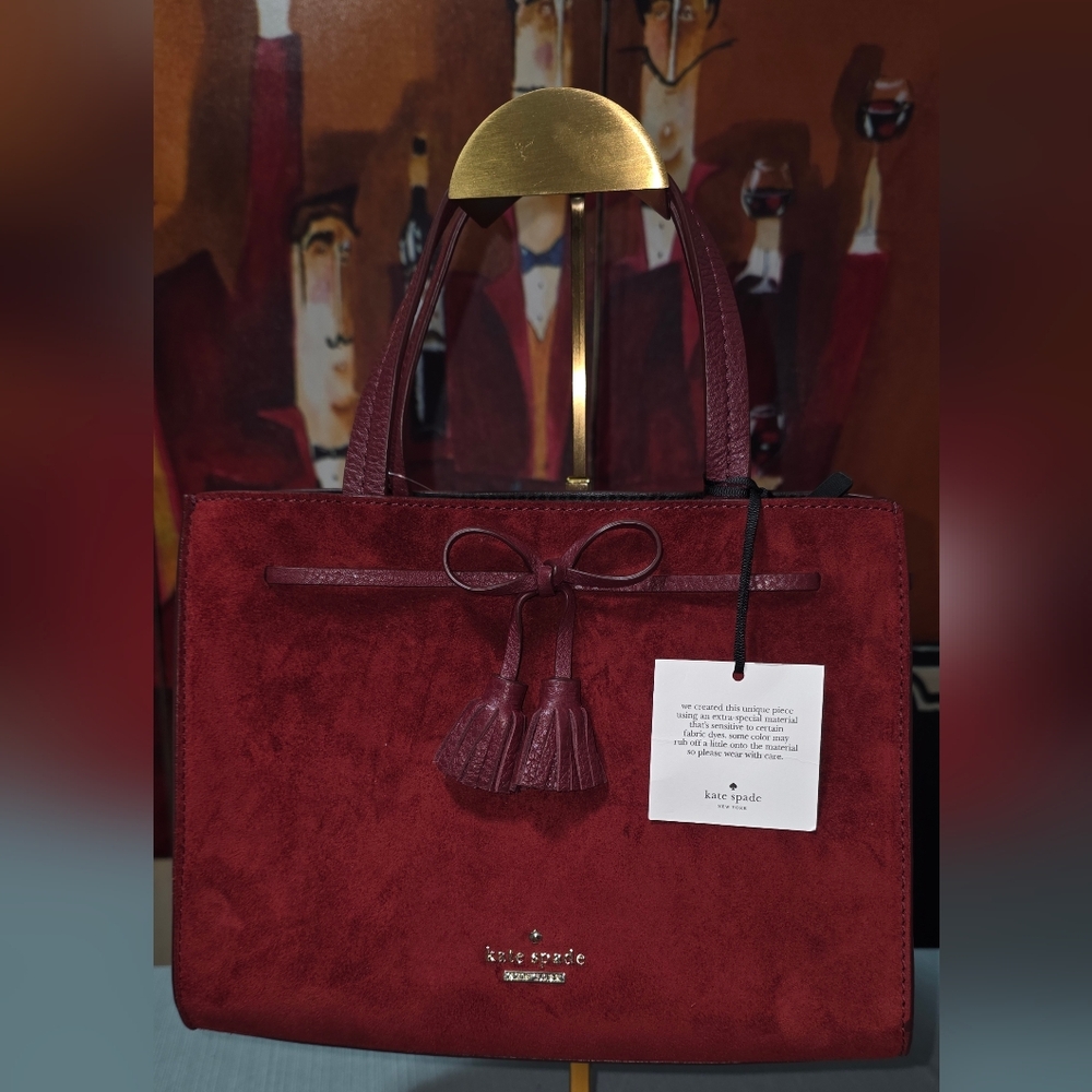 Kate Spade Red Suede Tote Bag - Picture 12 of 13